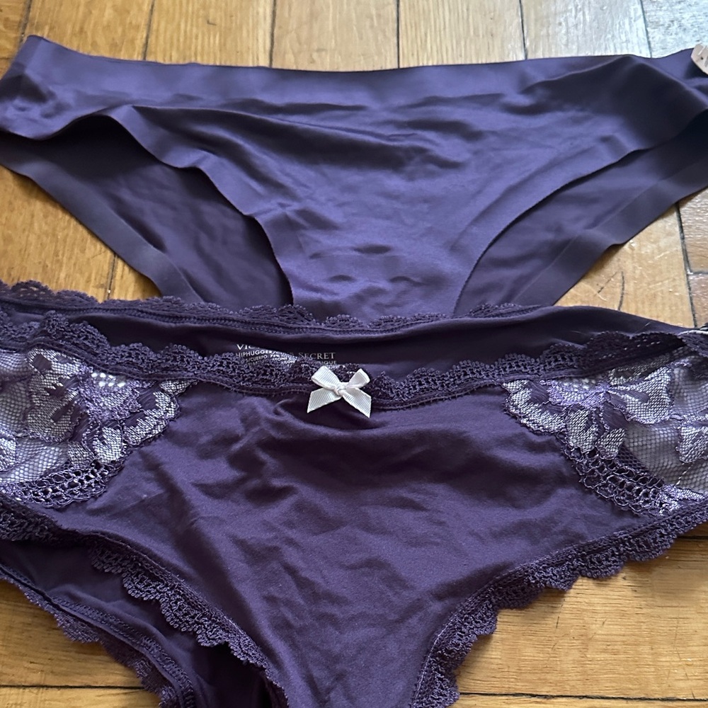 Victoria's Secret Deep Purple Lace Bikini Panty Duo
